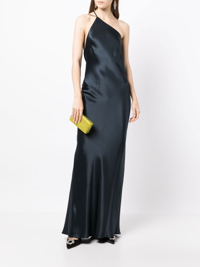 Shop Michelle Mason Single-shoulder Maxi Dress In Blue