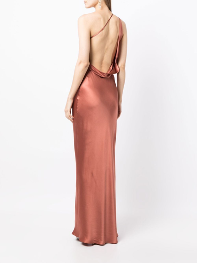 Shop Michelle Mason Single-shoulder Maxi Dress In Orange