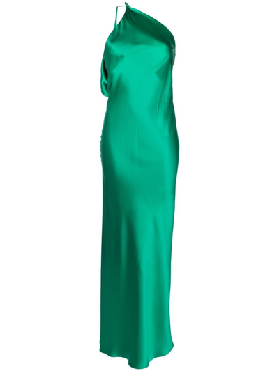 Shop Michelle Mason Single-shoulder Maxi Dress In Green