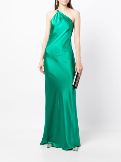 Shop Michelle Mason Single-shoulder Maxi Dress In Green