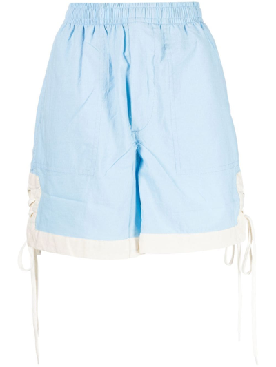 Shop Bode Side-tie Bermuda Shorts In Blue