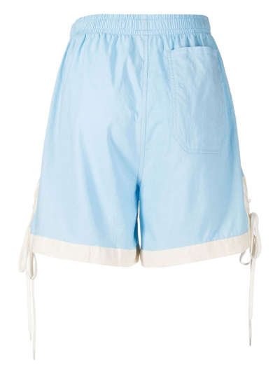Shop Bode Side-tie Bermuda Shorts In Blue