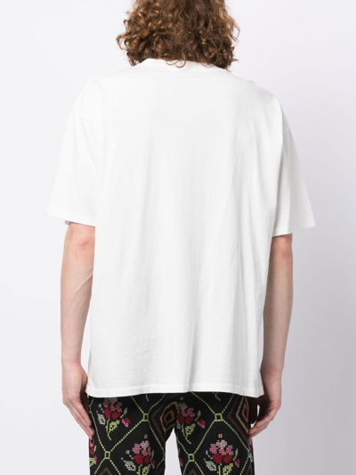 Shop Bode Floral-embroidered Short-sleeved T-shirt In White