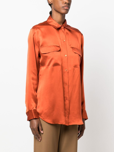 Shop Equipment Silk Long-sleeve Shirt In 橘色