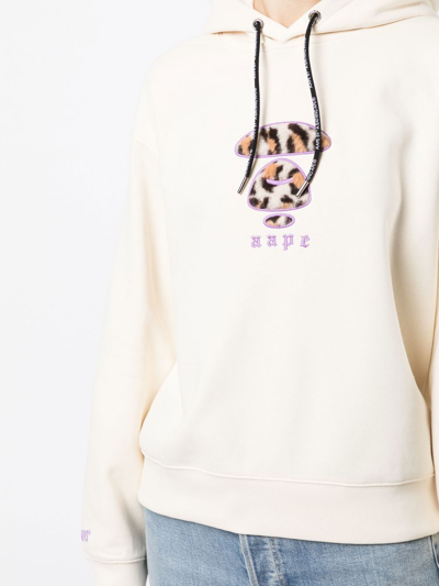 Shop Aape By A Bathing Ape Embroidered-logo Detail Hoodie In Neutrals