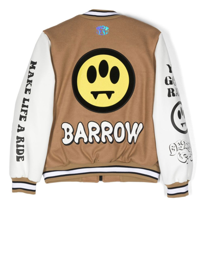 Barrow Logo-patch Contrast-panel Bomber Jacket In Mud