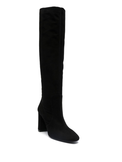 Via Roma 15 Black Suede Ankle Boots With Refined Block Heel In 黑色