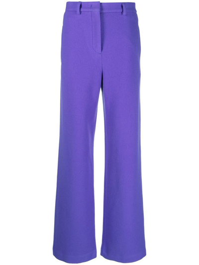 Shop Msgm High-waisted Tailored Trousers In 紫色