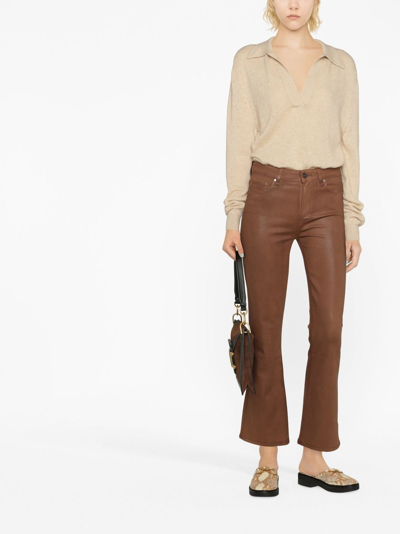 Paige Low-rise Flared Trousers In 褐色