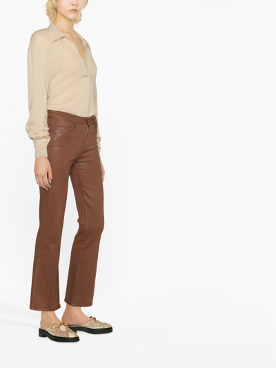 Paige Low-rise Flared Trousers In 褐色