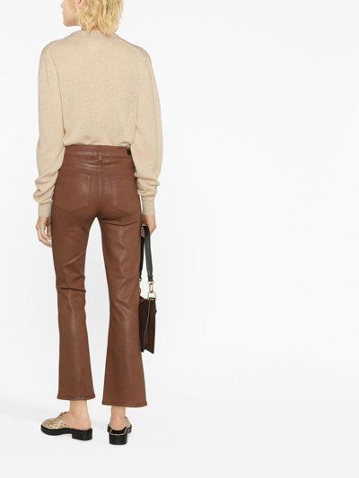 Paige Low-rise Flared Trousers In 褐色