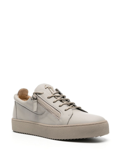 Shop Giuseppe Zanotti Frankie Low-top Leather Sneakers In 灰色