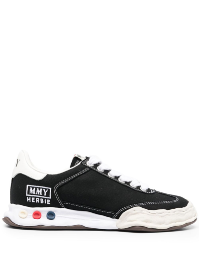 Shop Miharayasuhiro Logo-print Lace-up Sneakers In 黑色