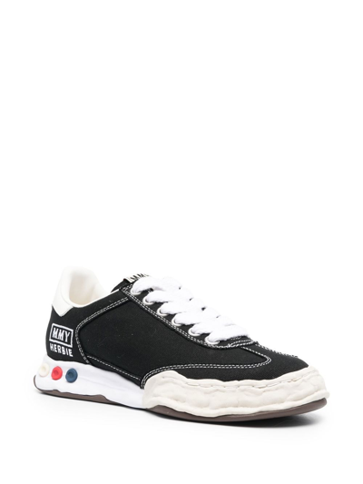 Shop Miharayasuhiro Logo-print Lace-up Sneakers In 黑色