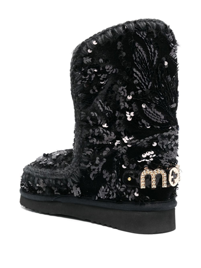 Mou Eskimo Sequin-embellished Boots In 黑色
