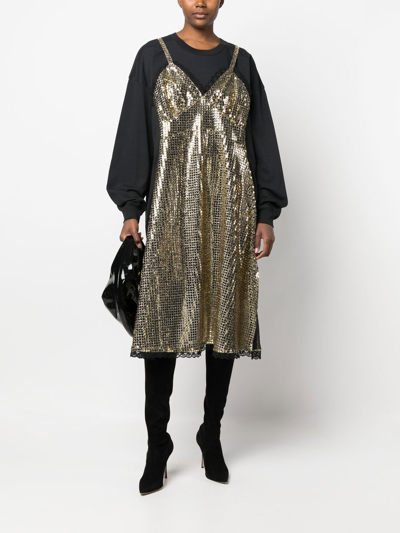 Shop Vaquera Sequin-embellished Panelled Dress In 黑色