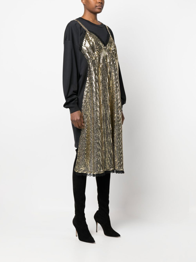 Shop Vaquera Sequin-embellished Panelled Dress In 黑色