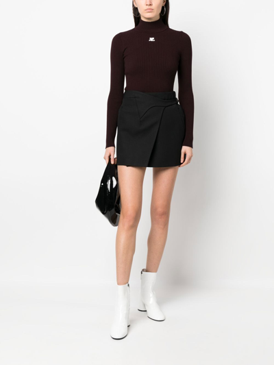 Courrèges Roll-neck Knitted Top In 褐色