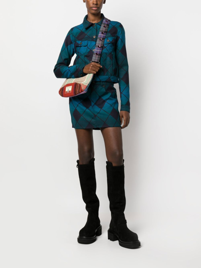 Rave Review Tartan-check Wool Shoulder Bag In 粉色