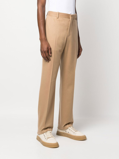 Shop Off-white Slim-cut Tailored Cashmere Trousers In 中性色