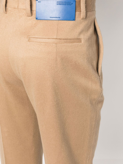Shop Off-white Slim-cut Tailored Cashmere Trousers In 中性色