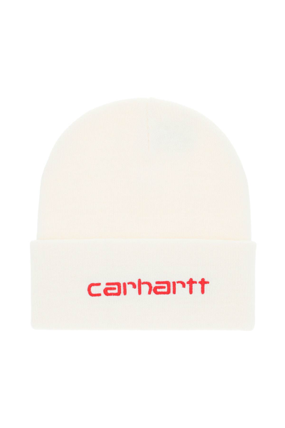 Shop Carhartt Wip Script Beanie In White