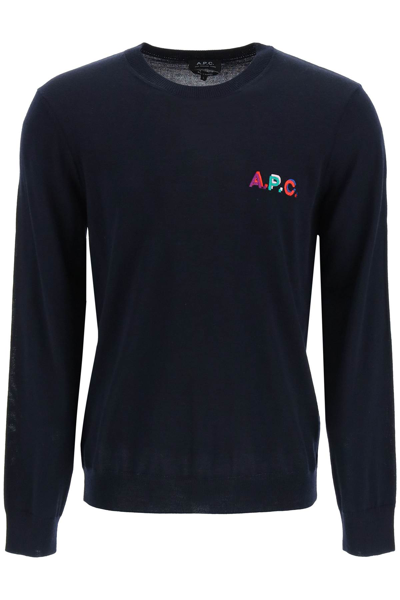 Shop Apc 'brian' Crew Neck Sweater In Blue