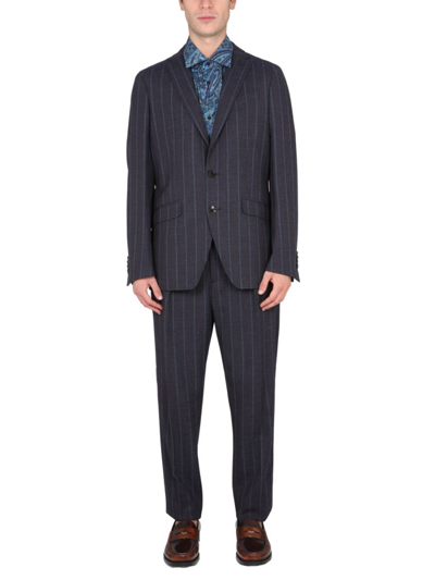 Shop Etro Men's  Blue Other Materials Suit