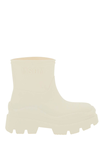 Shop Msgm Rainboots With Logo In White