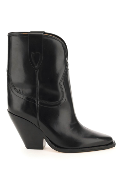 Shop Isabel Marant 'leyane' Brushed Leather Boots In Black
