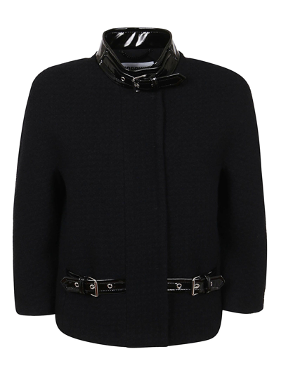 Shop Moschino Women's  Black Other Materials Outerwear Jacket