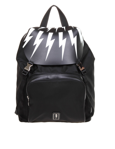 Shop Neil Barrett Men's  Black Nylon Backpack
