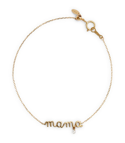 Shop Persée Yellow Gold And Diamond Around The Words Mama Bracelet