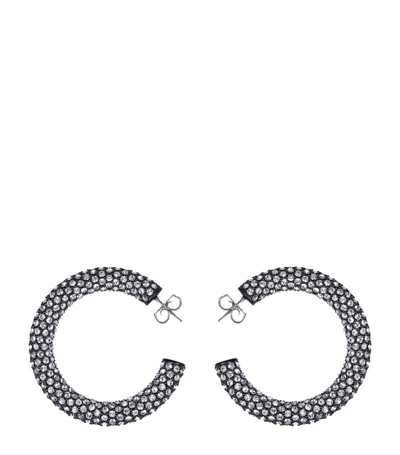Shop Amina Muaddi Medium Cameron Hoop Earrings In White