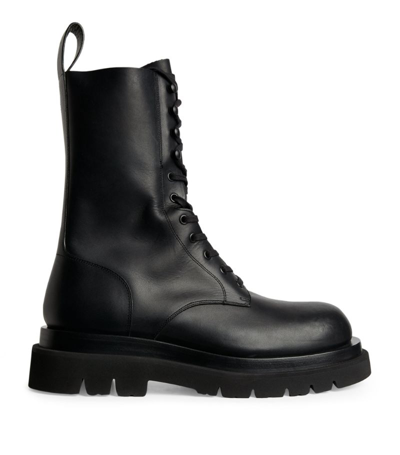 Shop Bottega Veneta Leather Lug Boots In Black