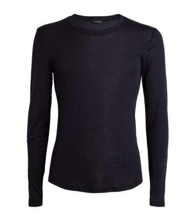 Shop Hanro Silk-cashmere Long-sleeved T-shirt In Black