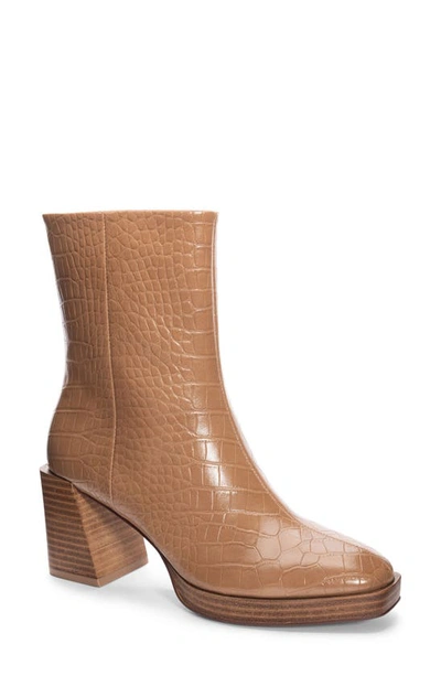Shop Chinese Laundry Danica Croc Embossed Bootie In Camel
