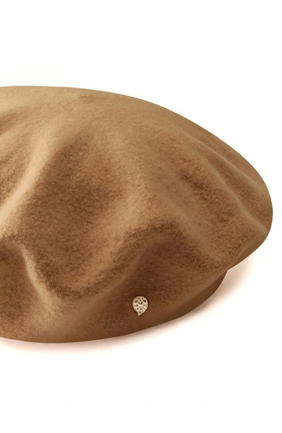 Shop Helen Kaminski Ali Merino Wool Beret In Pale Camel