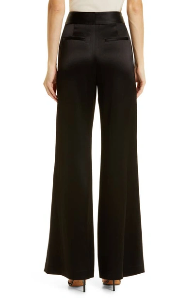 Shop Alice And Olivia Alice + Olivia Dylan Wide Leg Satin Trousers In Black