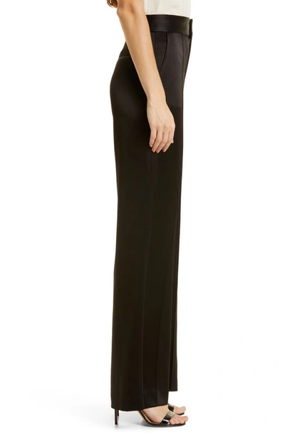 Shop Alice And Olivia Alice + Olivia Dylan Wide Leg Satin Trousers In Black