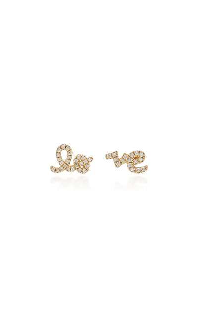 Sydney Evan Women's Diamond & 14k Yellow Gold Split Love Stud Earrings In Gold