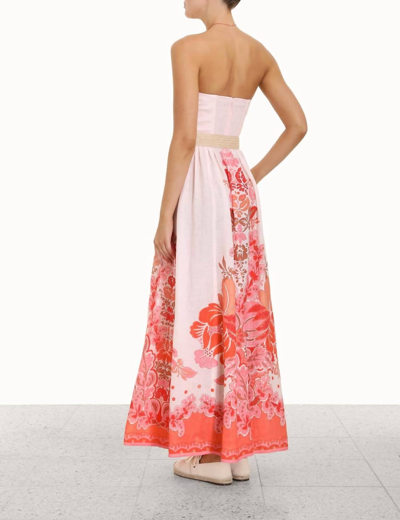 Shop Zimmermann Violet Strapless Long Dress In Coral Floral In Multi