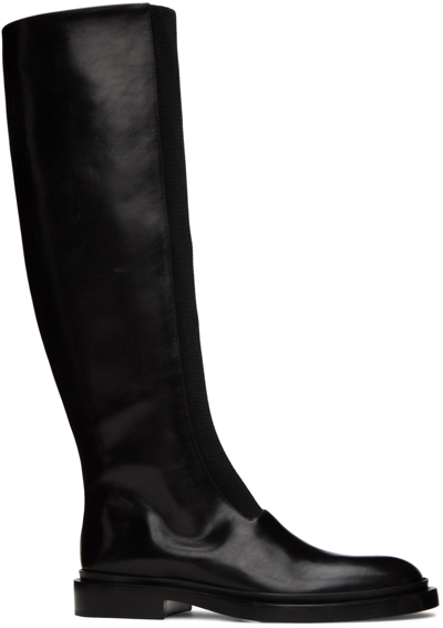 Shop Jil Sander Black Tall Boots In 001 Black