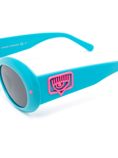Shop Chiara Ferragni Eyelike Oval-frame Sunglasses In Blue
