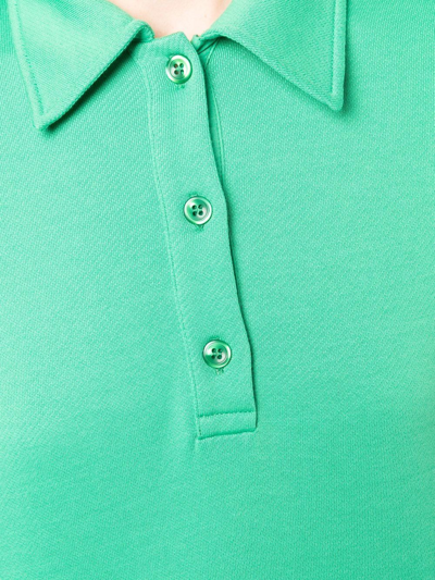 Shop Filippa-k Soft Sport Button-placket Long-sleeved Polo Jumper In Green