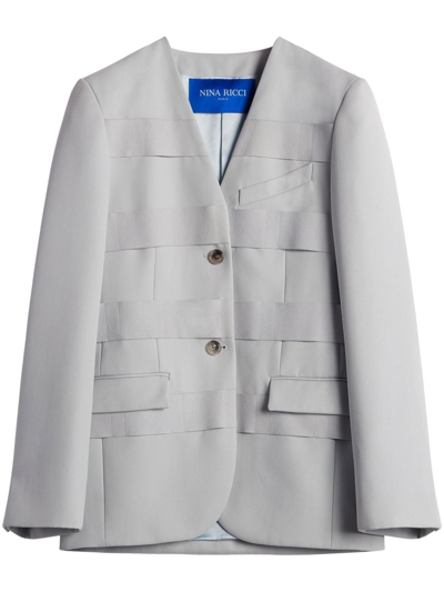 Shop Nina Ricci Contrast Panel Tailored Blazer In Grey