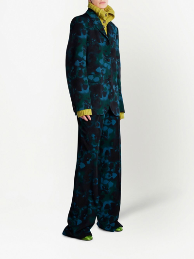 Shop Nina Ricci Abstract Floral-print Blazer In Black