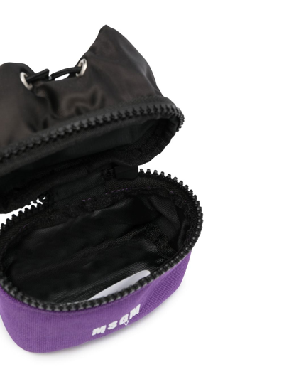 Shop Msgm Logo Patch Clutch Bag In Purple