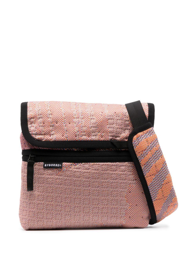 Shop Byborre Logo-patch Jacquard Messenger Bag In Pink