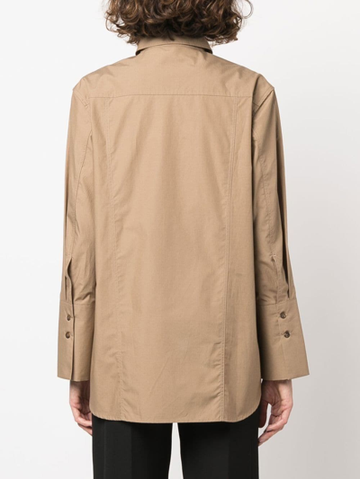 Shop Filippa K Joelle Organic-cotton Long-sleeve Shirt In Brown